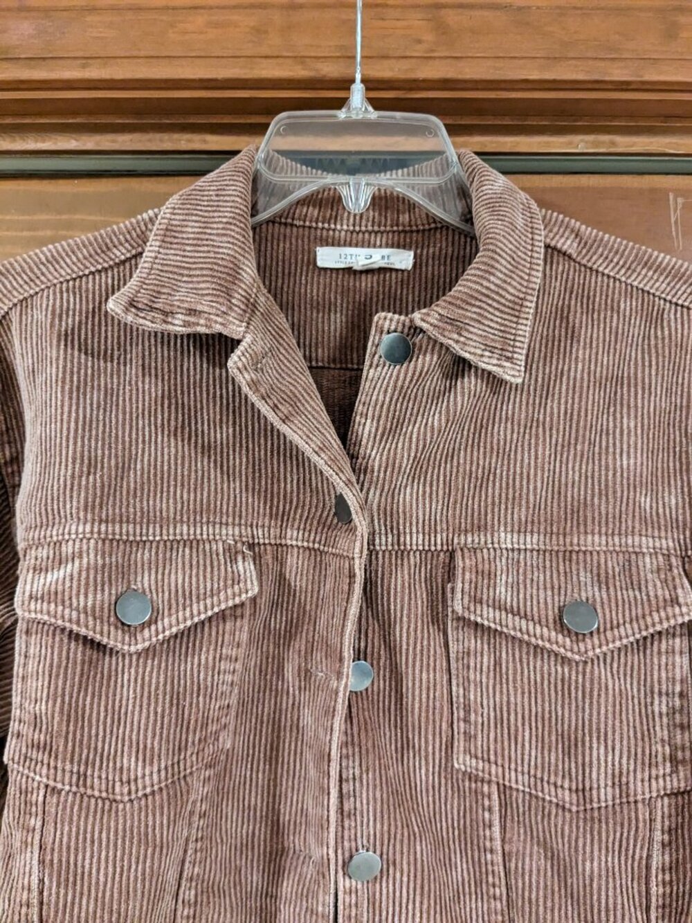 12th Tribe Small Brown Corduroy Cropped Trucker Jacket Raw Hem Festival Cowgirl - Picture 3 of 11